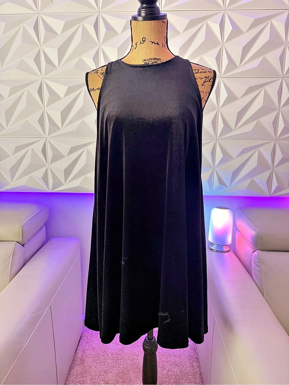 Cynthia Rowley Black Velvet Sleeveless Swing Dress | M